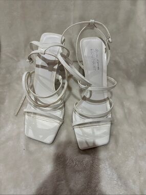 Call It Spring White Strappy Square-Toe Heeled Sandals